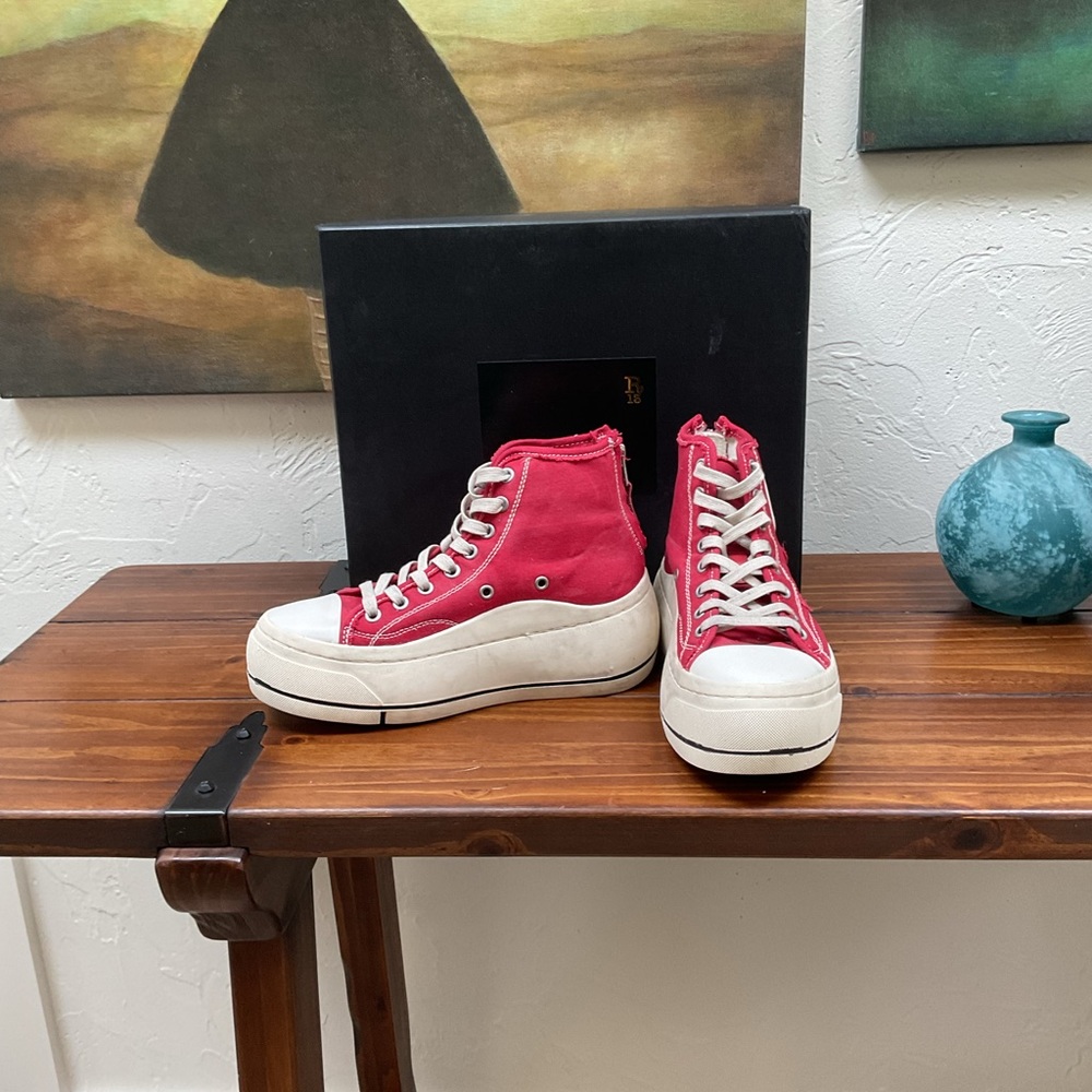‼️R13 KURT HIGH TOP PLATFORM SNEAKERS IN RED‼️ - Picture 1 of 10